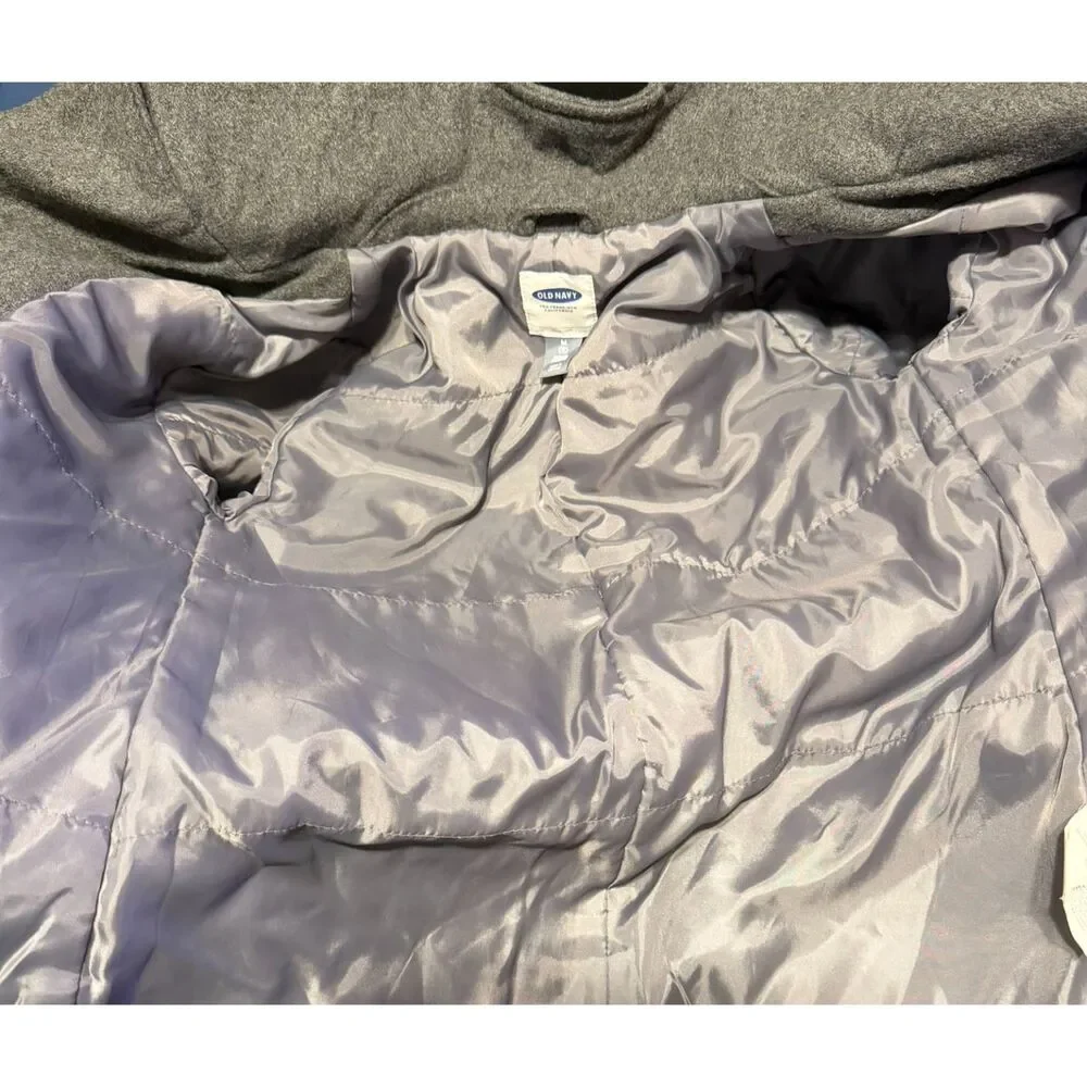 #158 - Old Navy Girls Gray Peacoat Coat – Size Medium (8)